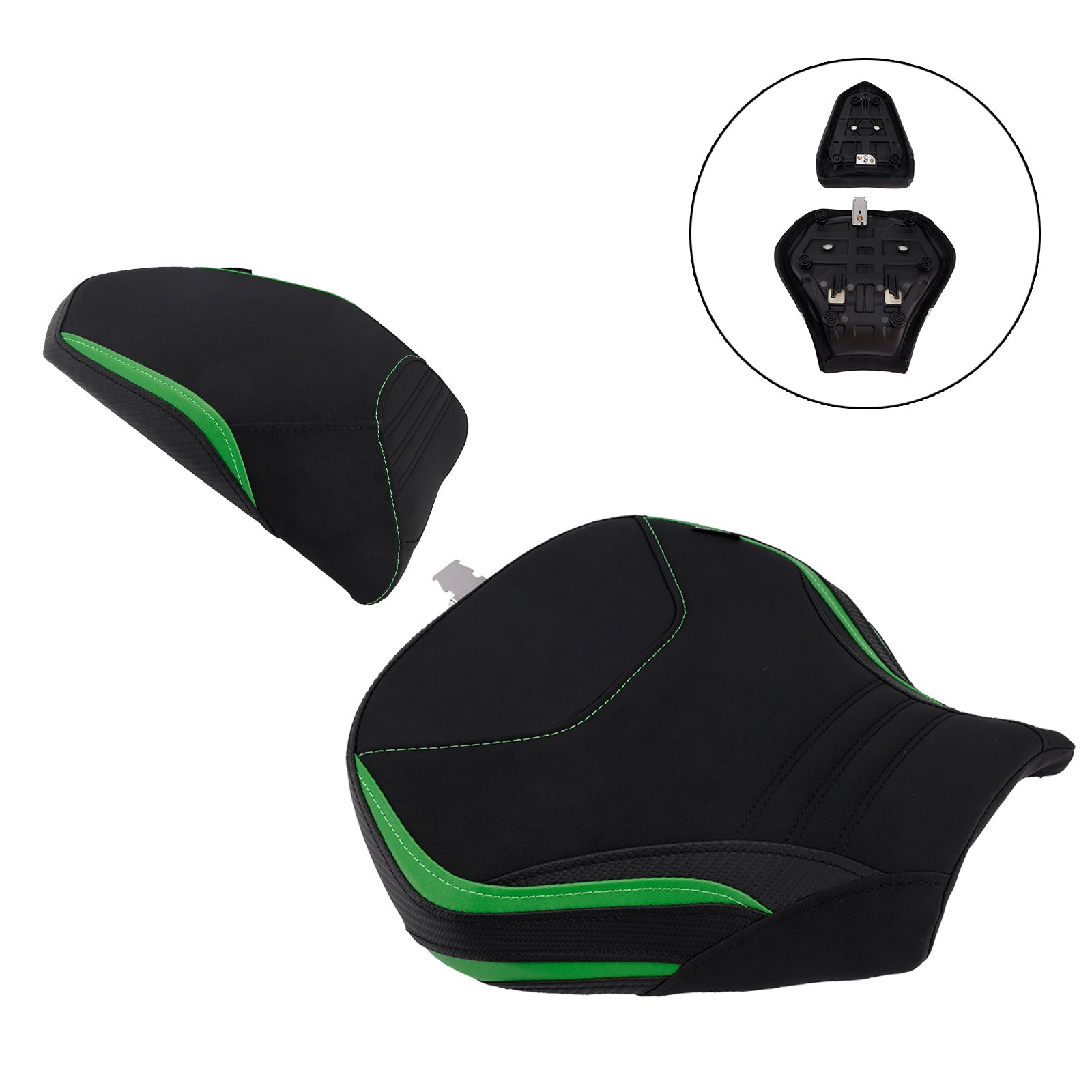 22-25 Kawasaki Ninja H2 Sx Bestuurder&PPassagiersstoelset Achterkussen Groen1