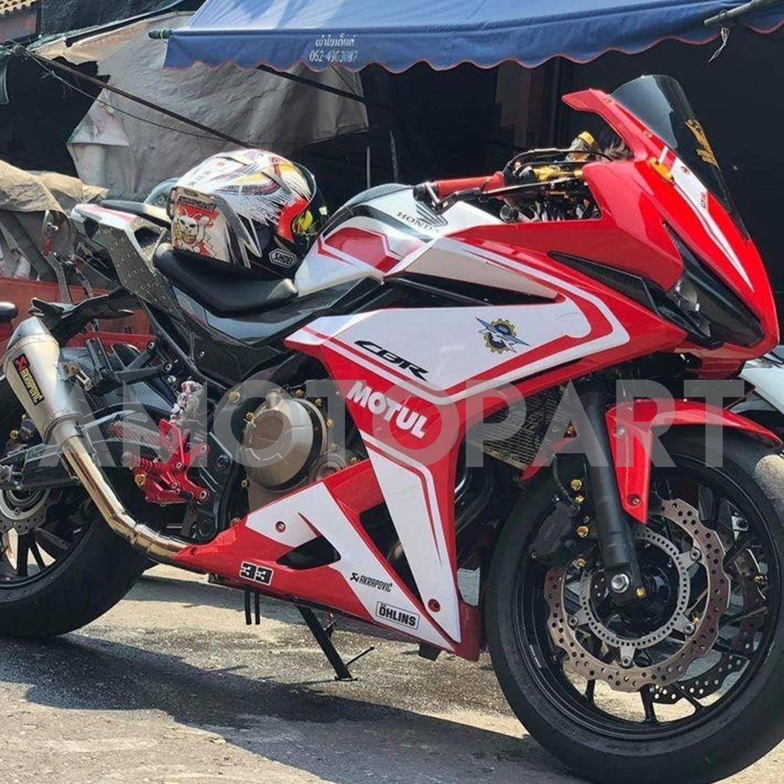 Amotopart 2016-2018 CBR500R ホンダ レッド&ホワイト フェアリングキット