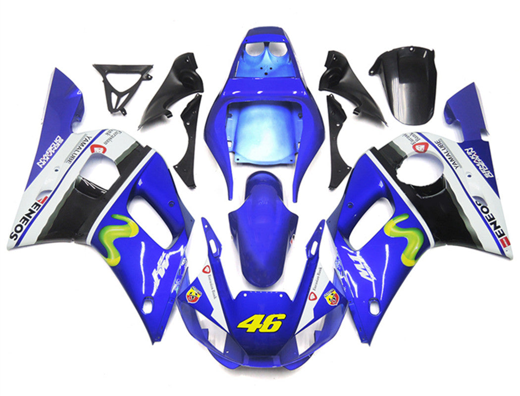 Amotopart Yamaha YZF 600 R6 1998-2002 Kit de carénage bleu et noir Style3