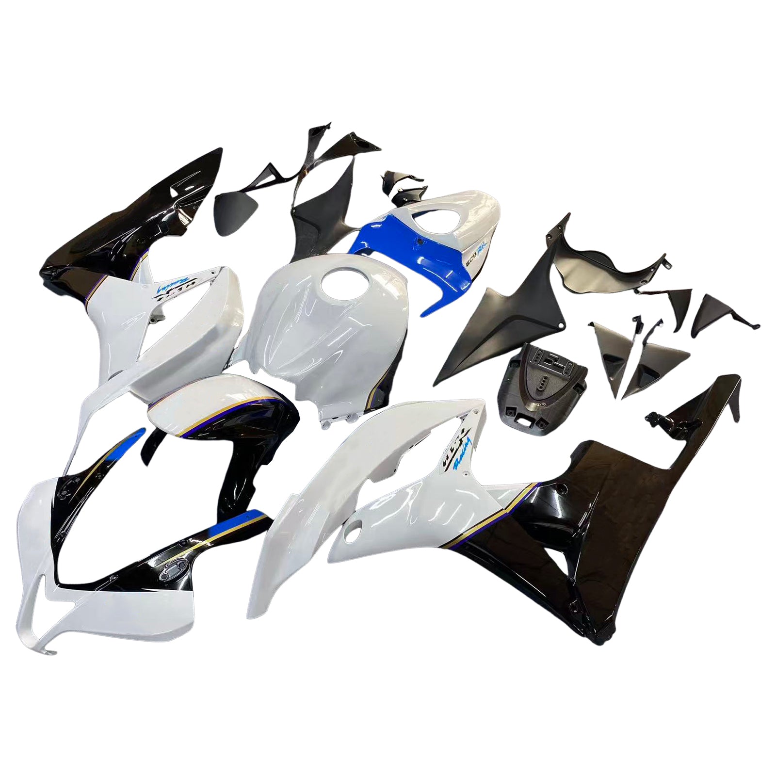 Amotopart 2007–2008 Honda CBR600RR Weiß Schwarz Blau Verkleidungsset