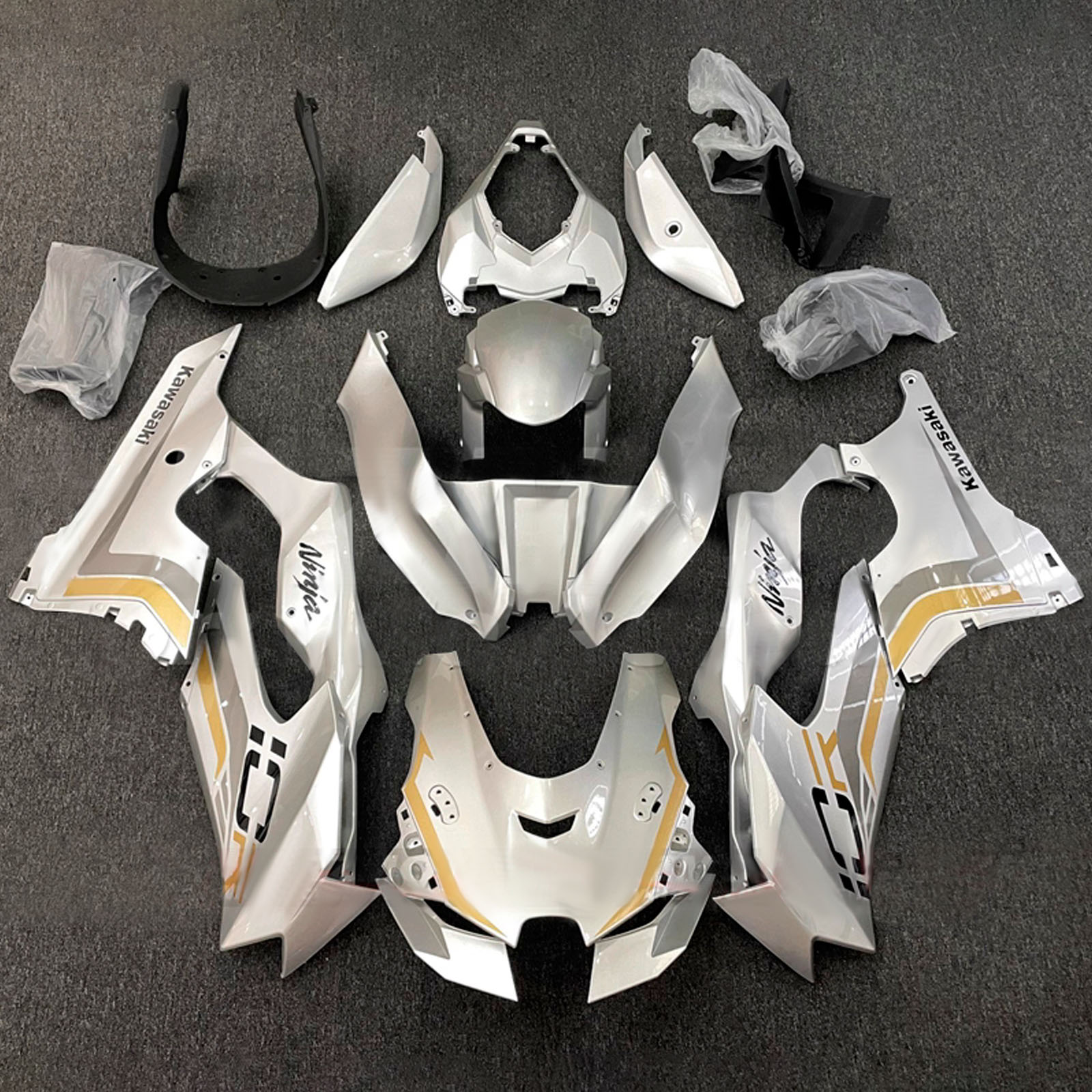Amotopart 2021-2025 Kawasaki ZX-10R/ZX-10RR White Fairing Kit