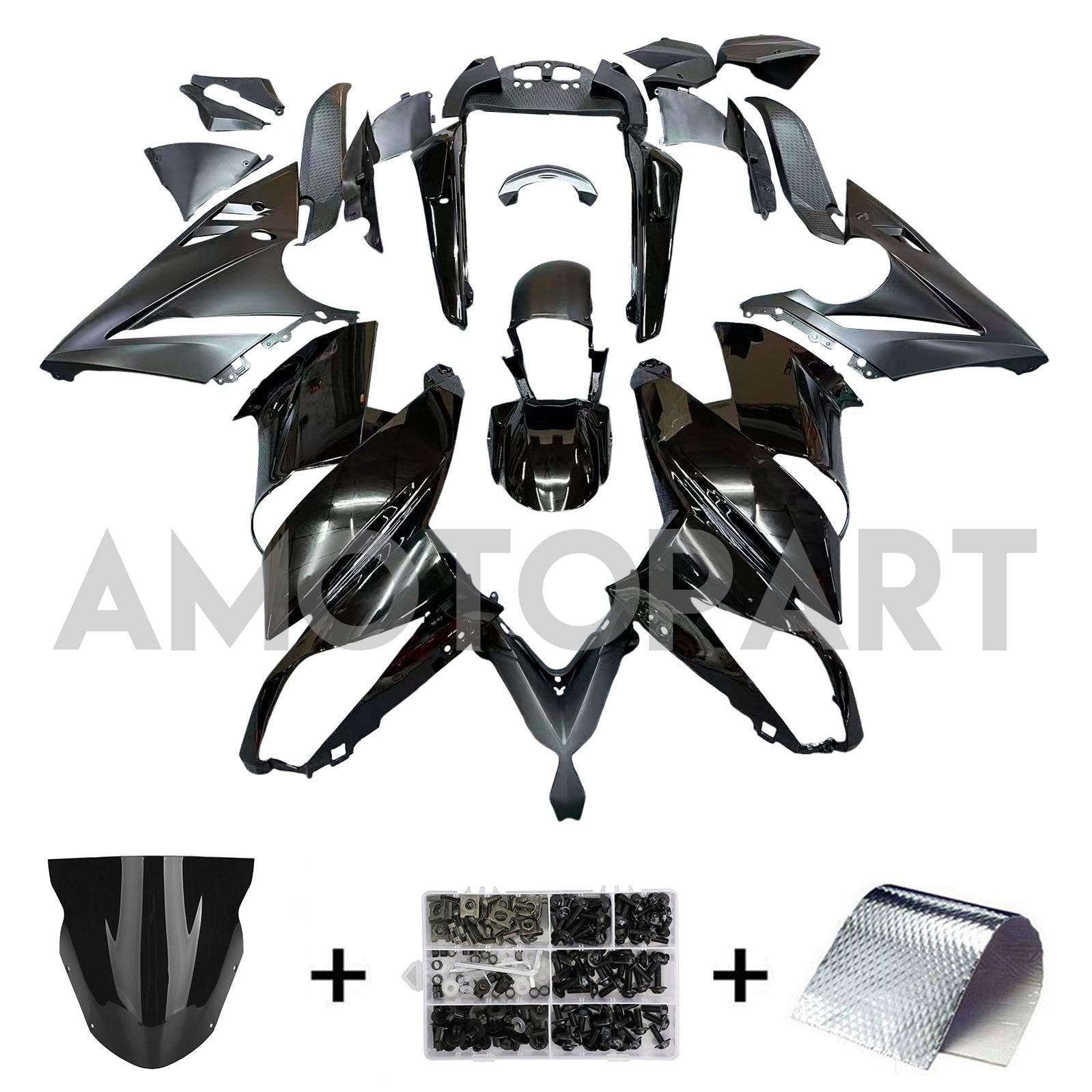 Amotopart 2009-2011 Kawasaki Ninja 650 EX650  Black Fairing Kit
