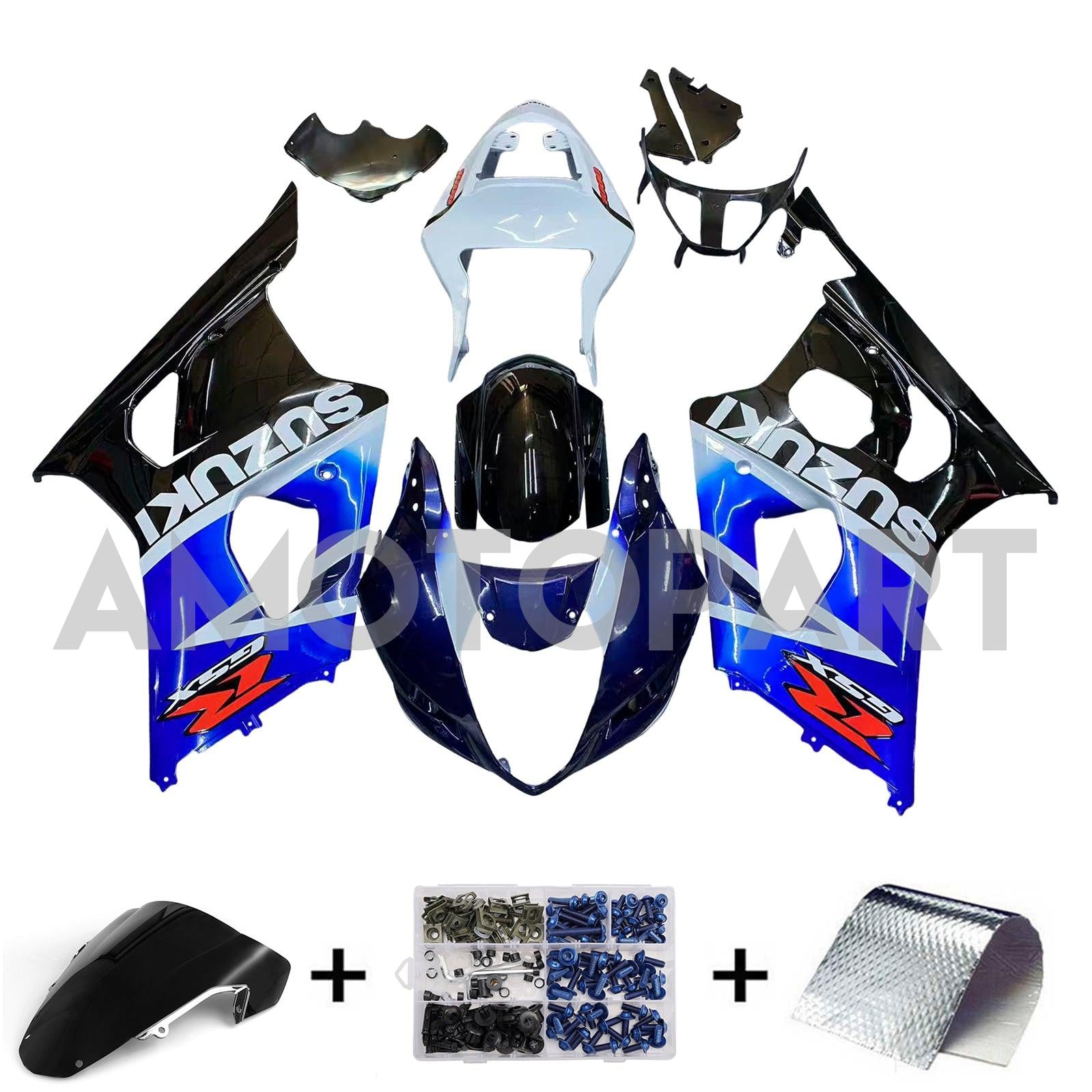 Amotopart 2003-2004 Suzuki GSXR1000 Blue Black Fairing Kit