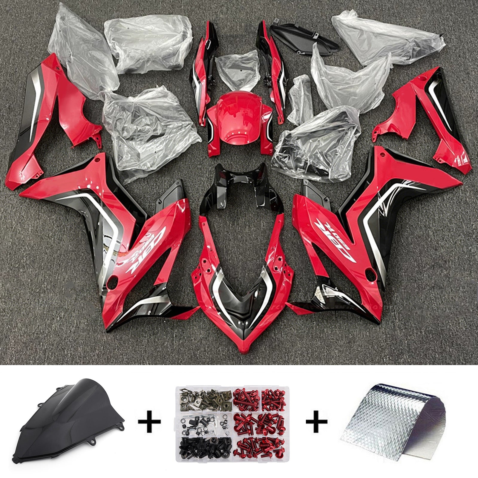 Amotopart 2021–2023 Honda CBR650R Rot/Schwarz Verkleidungsset