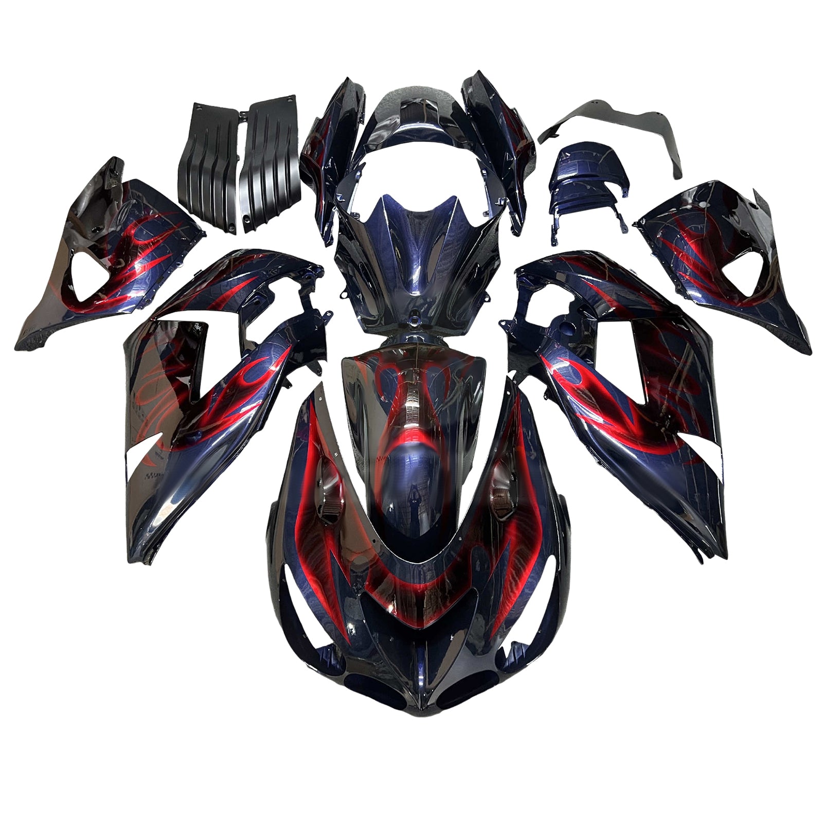 Amotopart 2006-2011 Kawasaki ZX14R ZZR1400 Blue Red Fairing Kit