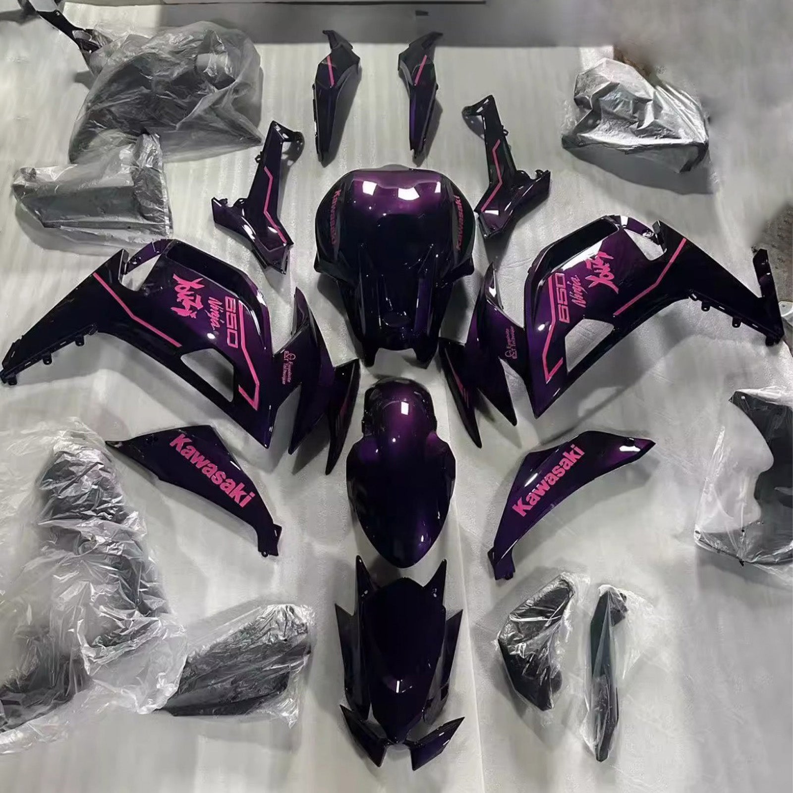 Amotopart 2020-2025 Kawasaki ER6F/Ninja650 Purple Pink Fairing Kit