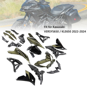 Amotopart 2022-2024 Kawasaki VERSYS 650 KLE ABS Kit de carénage vert foncé