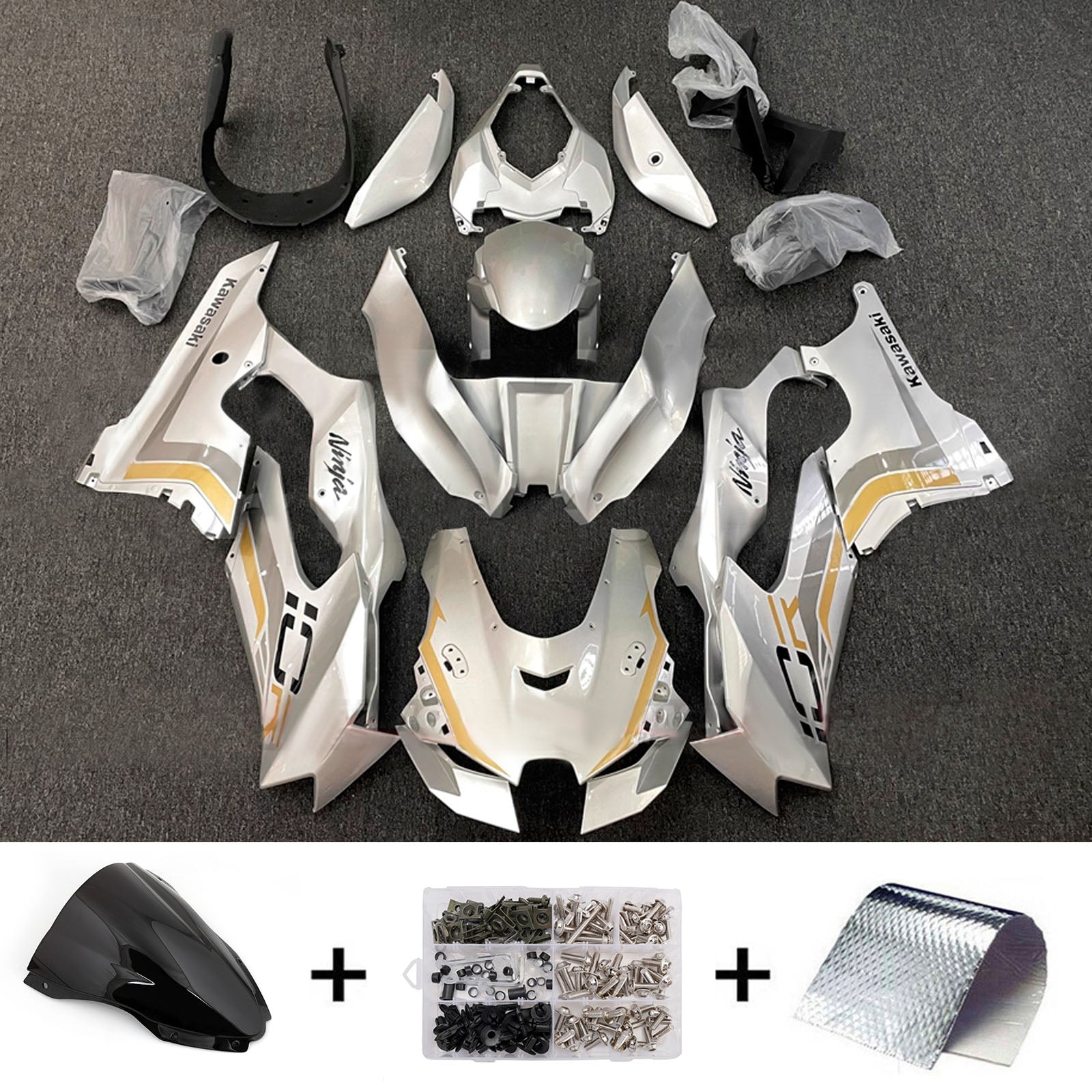 Amotopart 2021-2025 Kawasaki ZX-10R/ZX-10RR White Fairing Kit