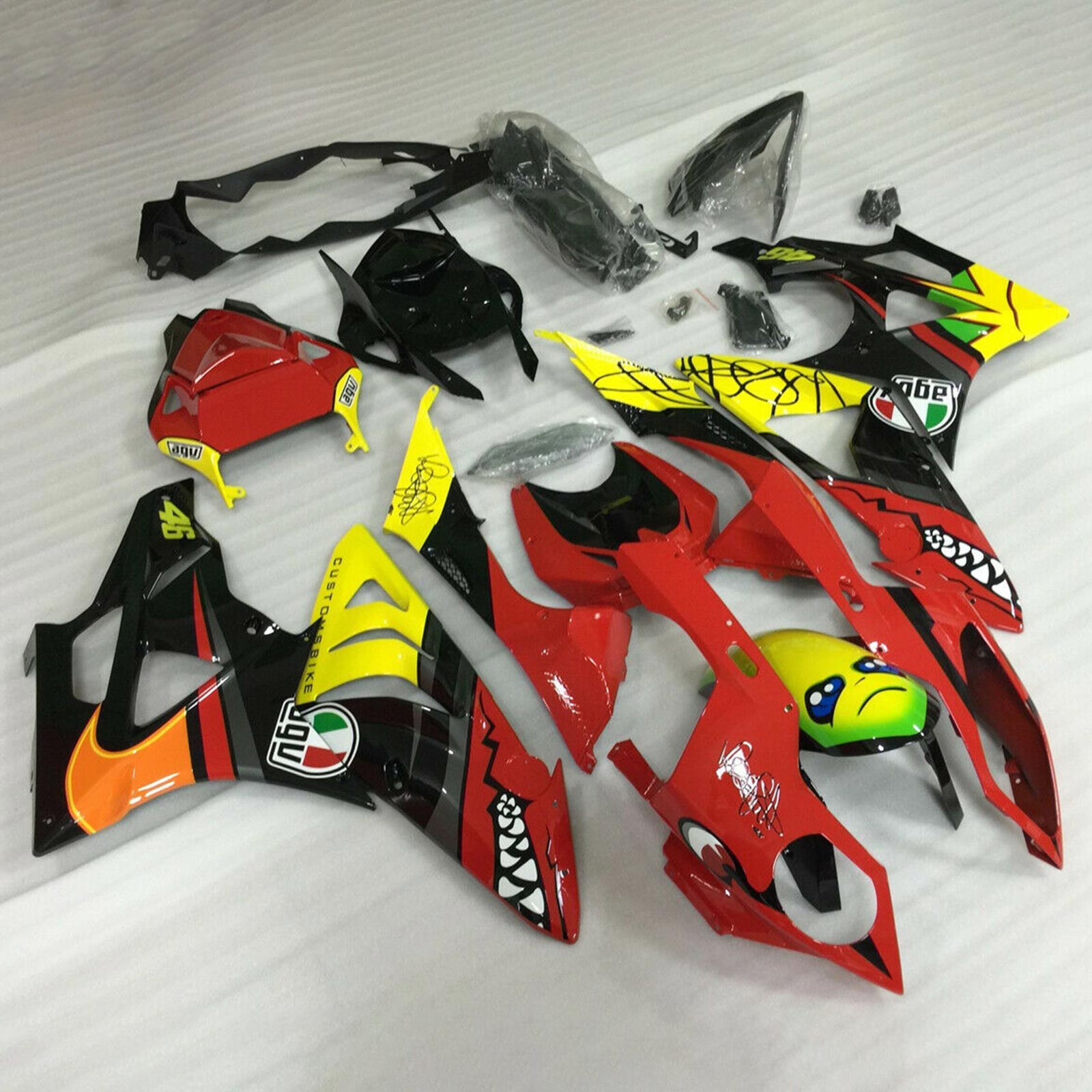 Amotopart 2015-2016 BMW S1000RR Kit de carénage Monster rouge et jaune