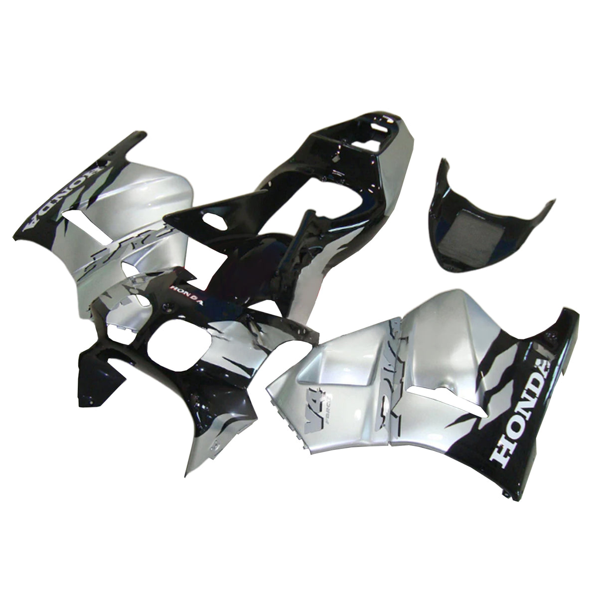 Amotopart Verkleidungssatz für Honda RVF400 NC35, 1993–1998, Schwarz/Silber