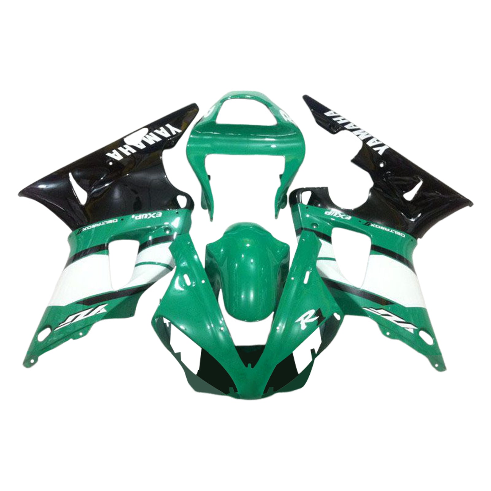 Amotopart 2000-2001 Yamaha YZF 1000 R1 Black Light Green Fairing Kit