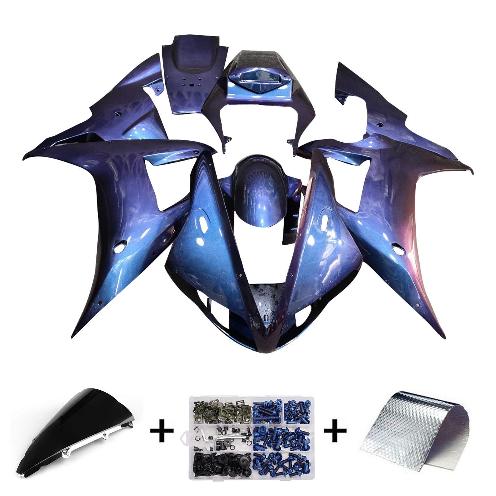 Amotopart 2002-2003 Yamaha YZF-R1 Blue Purple Gradient Fairing Kit