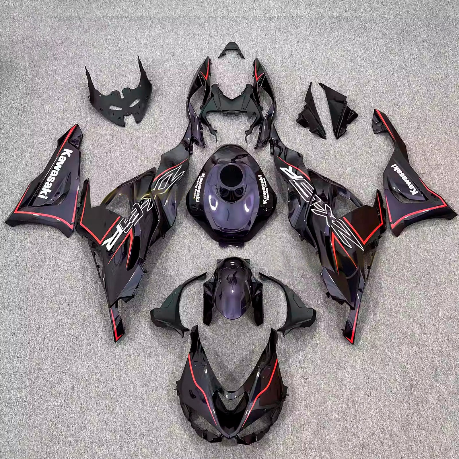 Amotopart 2024-2025 Kawasaki ZX-6R Dark Purple Black Fairing Kit