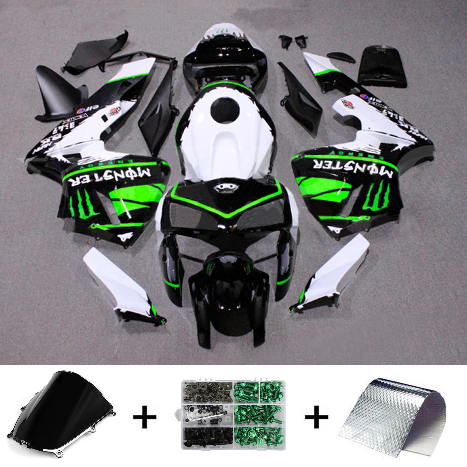 Amotopart 2005-2006 Honda CBR600RR Kit de carenado blanco negro verde