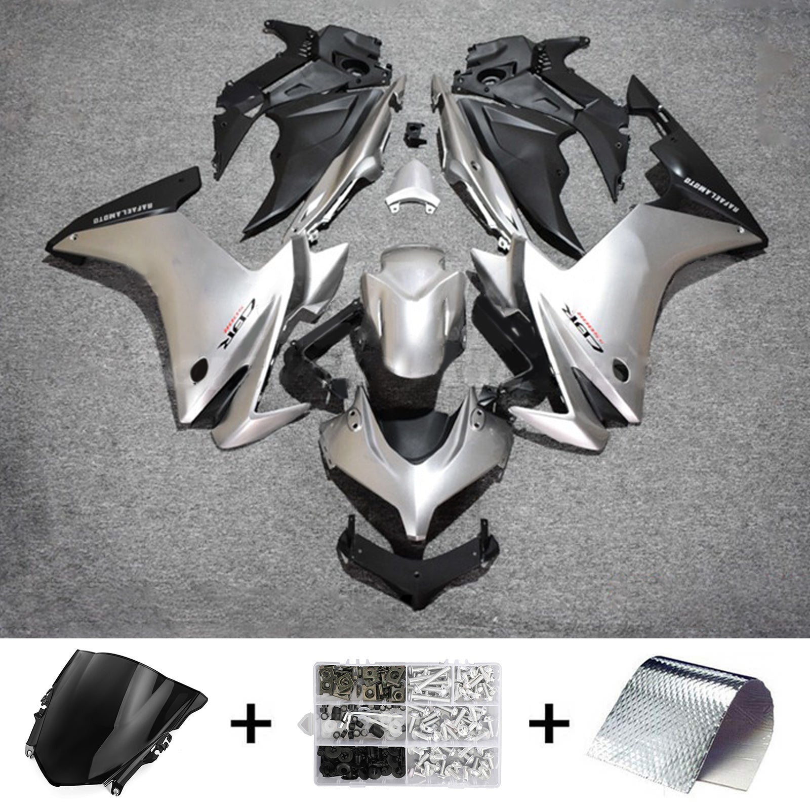 Amotopart 2013-2015 CBR500R ホンダ マットシルバー&ブラック フェアリングキット