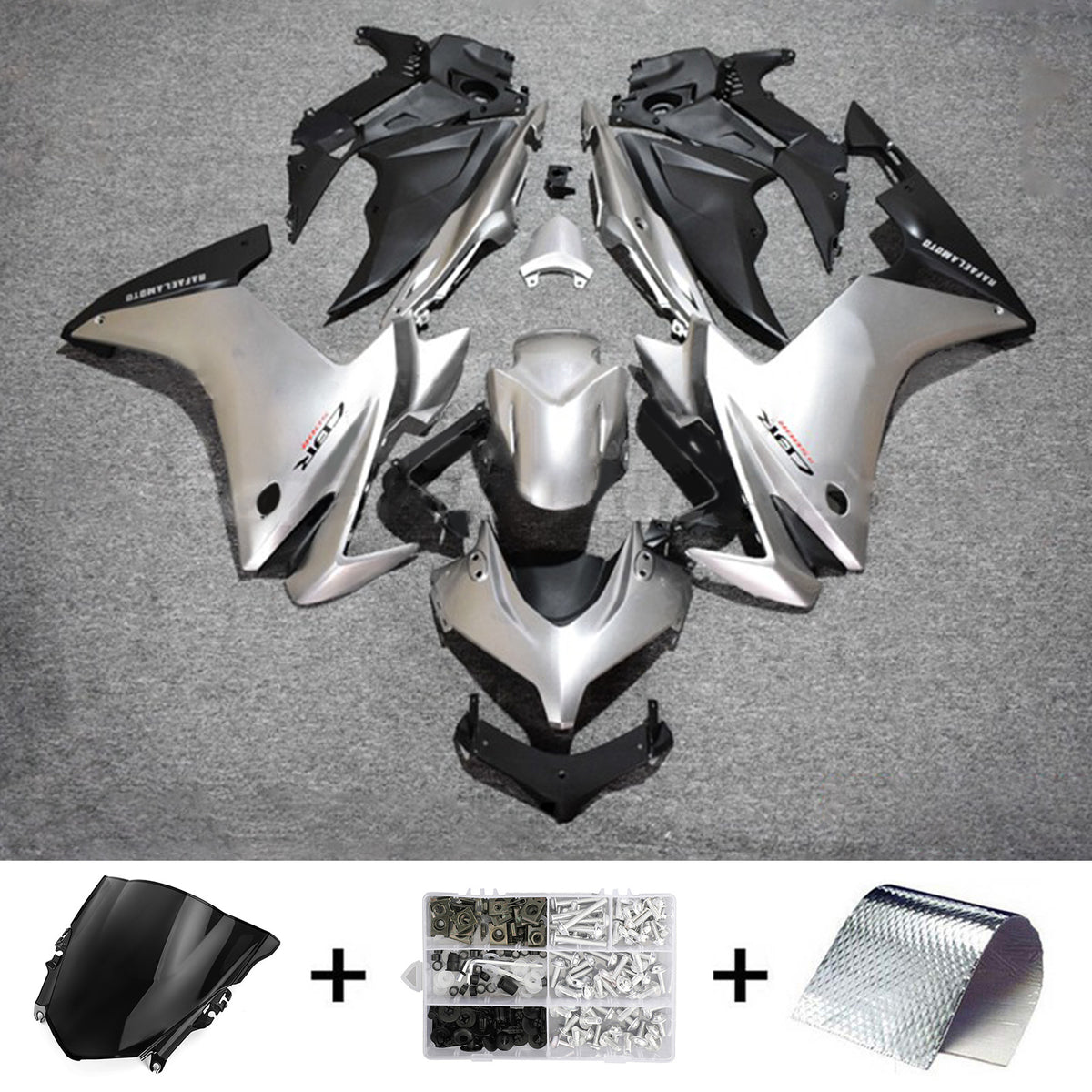 Kit carena Amotopart 2013-2015 CBR500R Honda argento opaco e nero