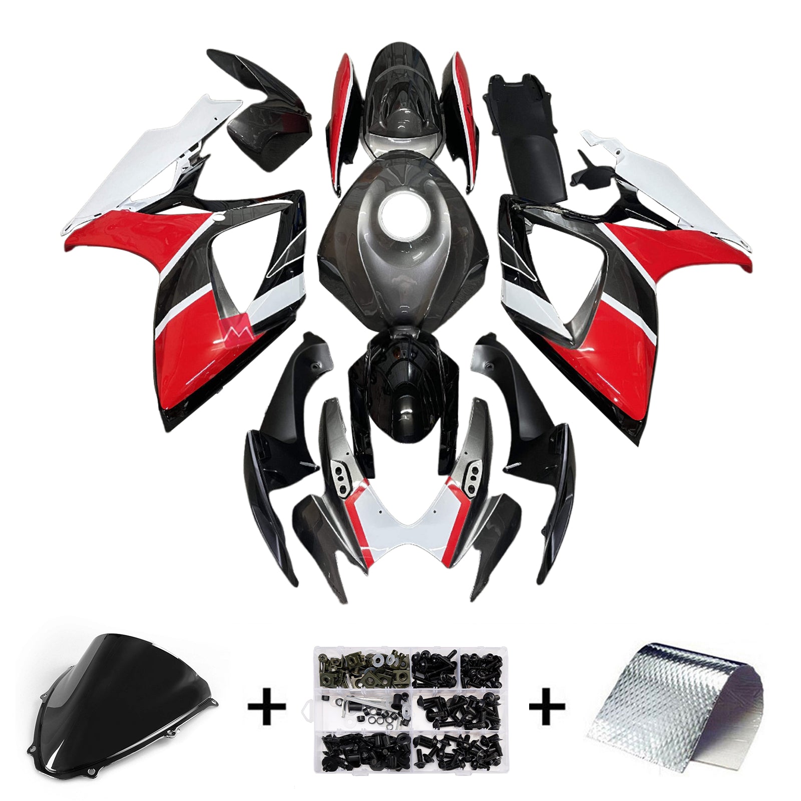 Amotopart 2006-2007 Suzuki GSXR 600/750 Black Red White Fairing Kit