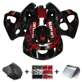 Amotopart Suzuki GSXR600 1996-2000 GSXR750 1996-1999 Kit carena blu con fiamma rossa Style2