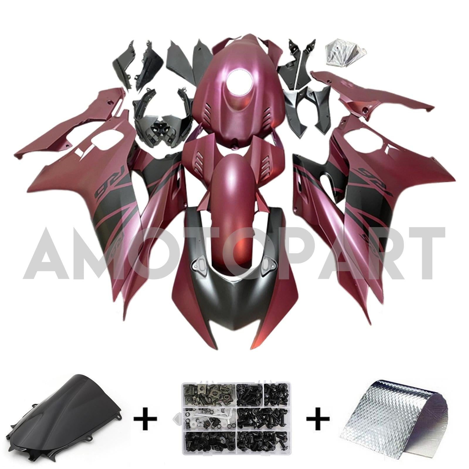 Amotopart Yamaha YZF-R6 2017-2023 Dunkelrotes Abzugskit