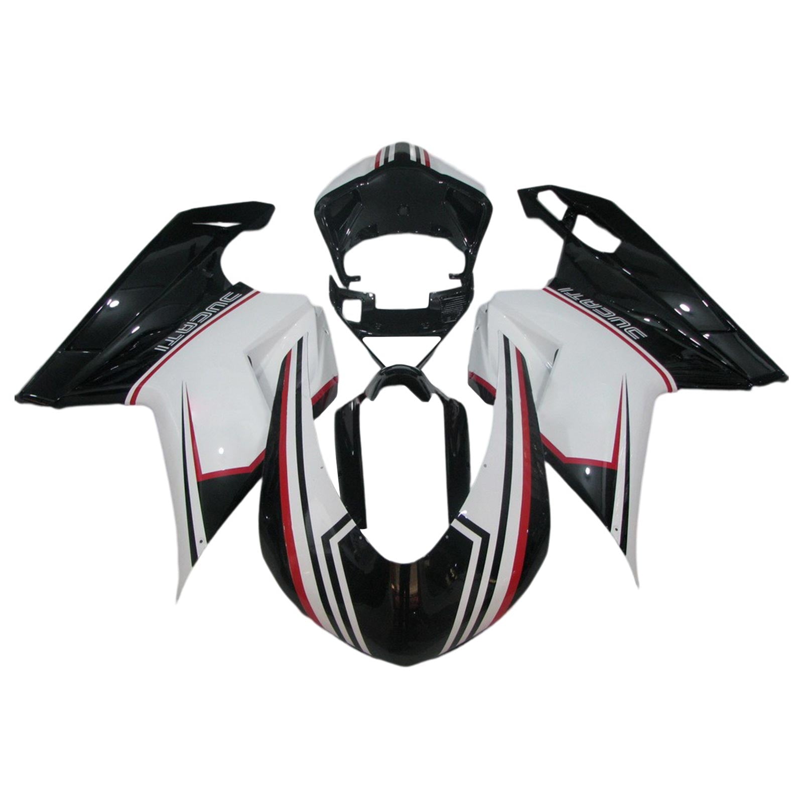 Amotopart Todos los años Ducati 1098 1198 848 Kit de carenado Style2 en blanco y negro