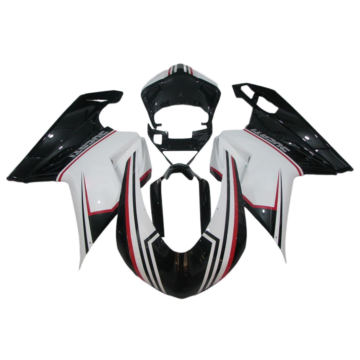 Amotopart 2007-2012 Ducati 1098 1198 848 Kit carena Style2 in bianco e nero