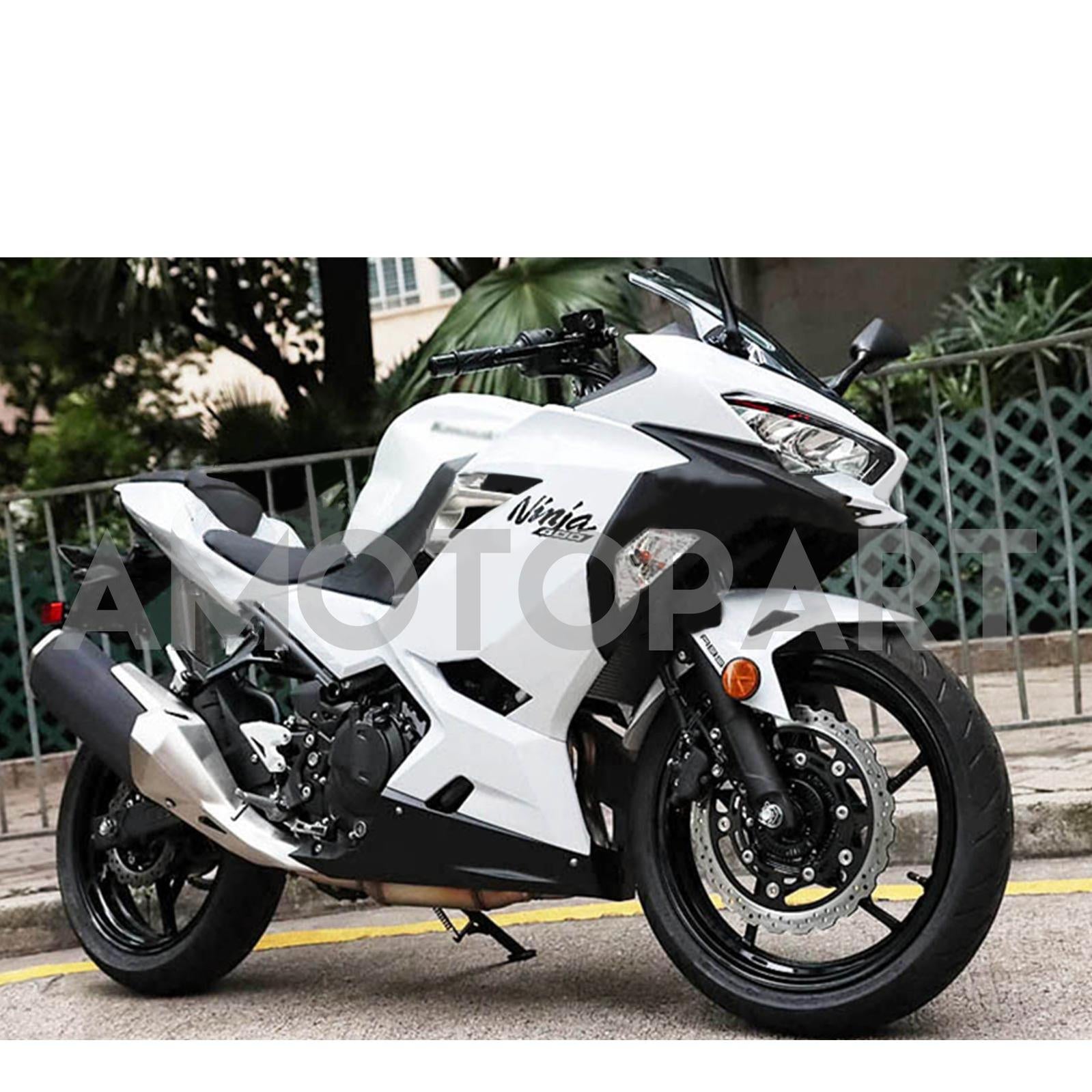 Amotopart 2018-2024 Kawasaki EX400 Ninja400 White&Black Fairing Kit