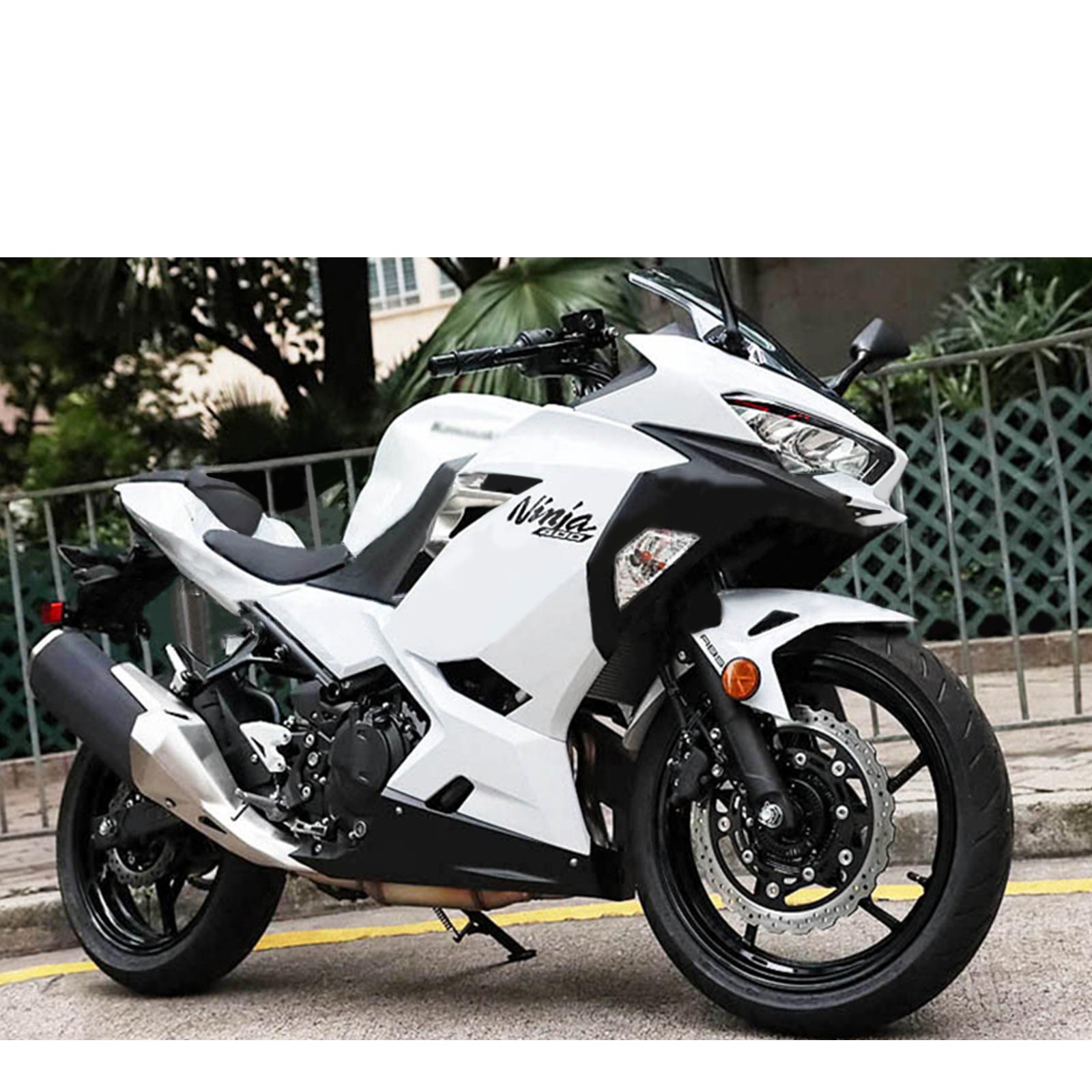 Amotopart 2018-2024 Kawasaki EX400 Ninja 400 Kit de carénage blanc et noir