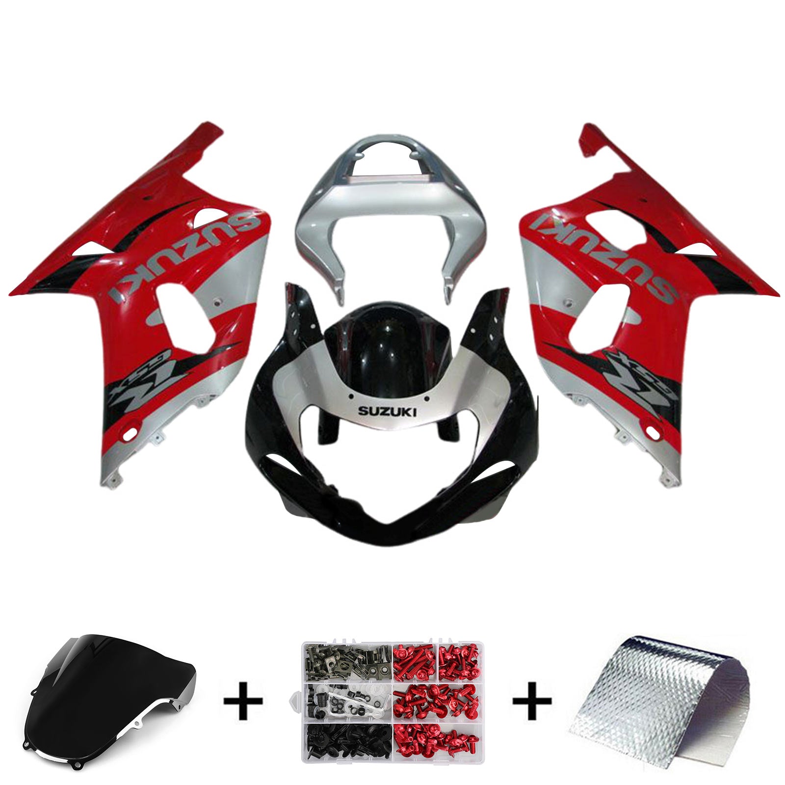 Amotopart 2000-2002 K1 K2 GSXR1000 Suzuki Red&Silver Fairing Kit