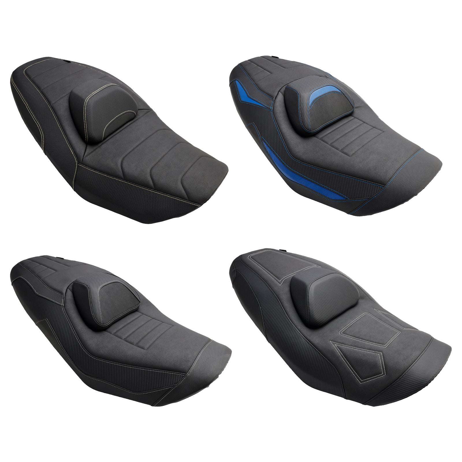 2022-2024 YAMAHA T-MAX VÄRMANDE FRAM BAKTAR PASSENGER SEAT Blue Yellow