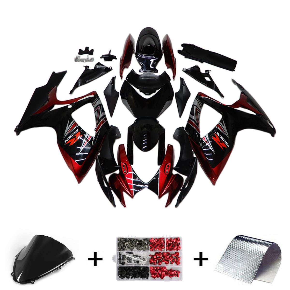 Amotopart 2006-2007 SUZUKI GSXR 600/750 K6 Kit de carénage noir et rouge