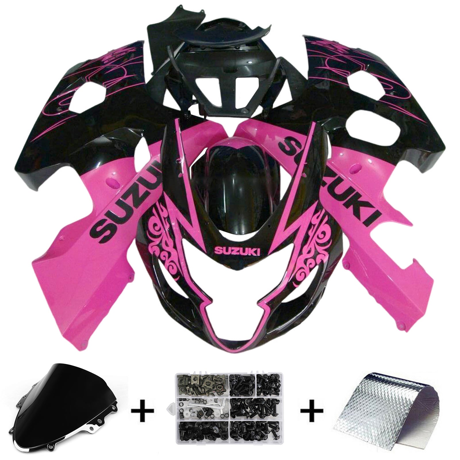 Amotopart 2004–2005 K4 GSXR 600/750 Suzuki Pink & Black Verkleidungsset