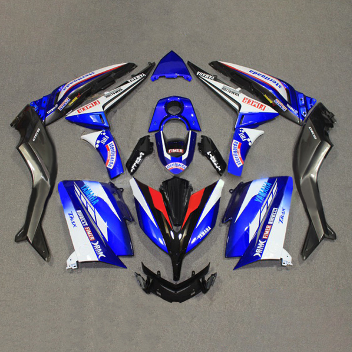 Amotopart 2015–2016 Yamaha T-Max TMAX530 Verkleidung, Blau und Schwarz, Style1 Kit
