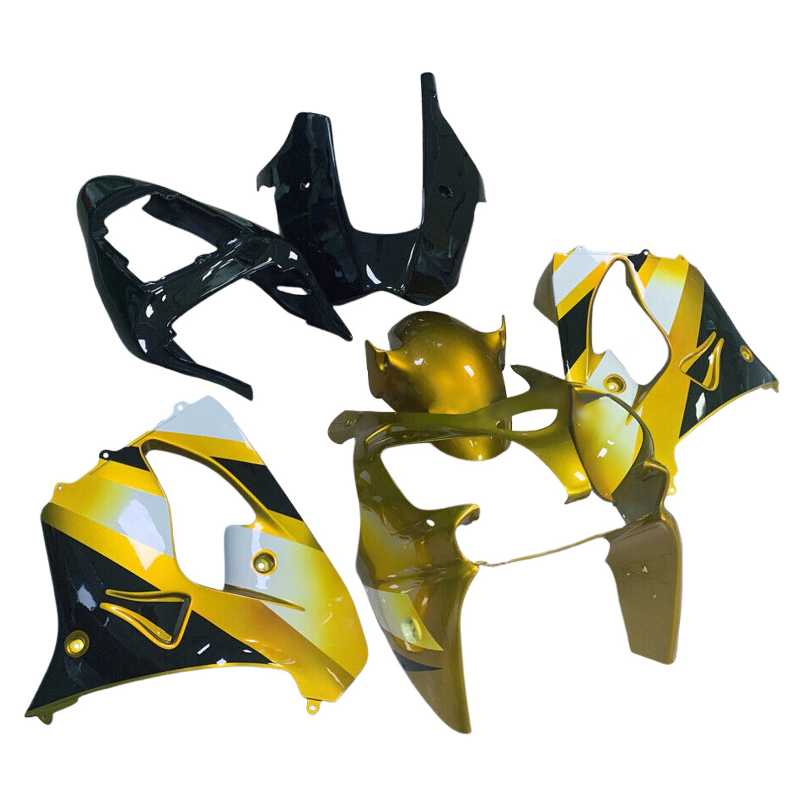 Amotopart 2002-2003 Kawasaki ZX9R Black Gold Yellow Fairing Kit