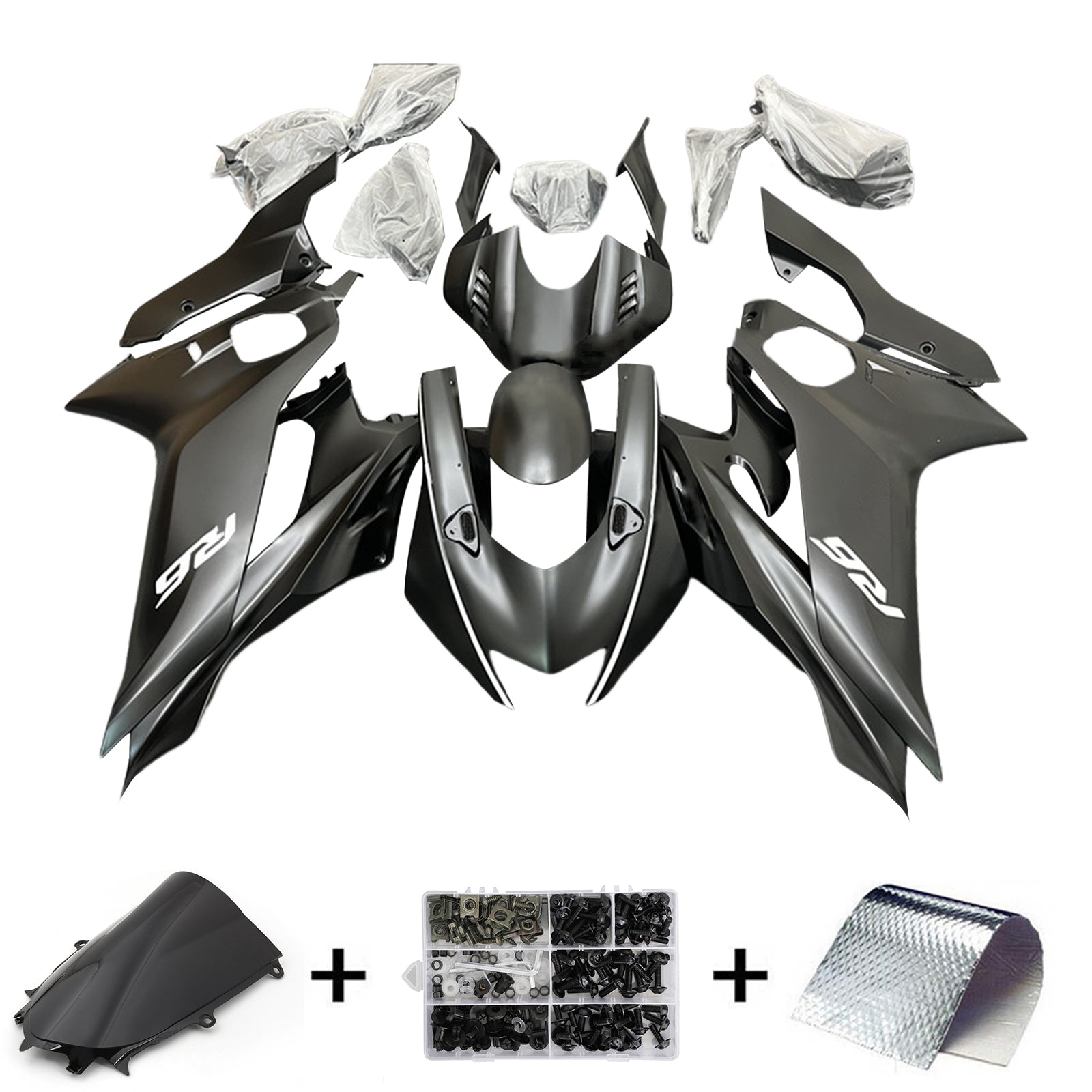 Amotopart Yamaha YZF-R6 2017-2023 Satin Black Fairing Kit