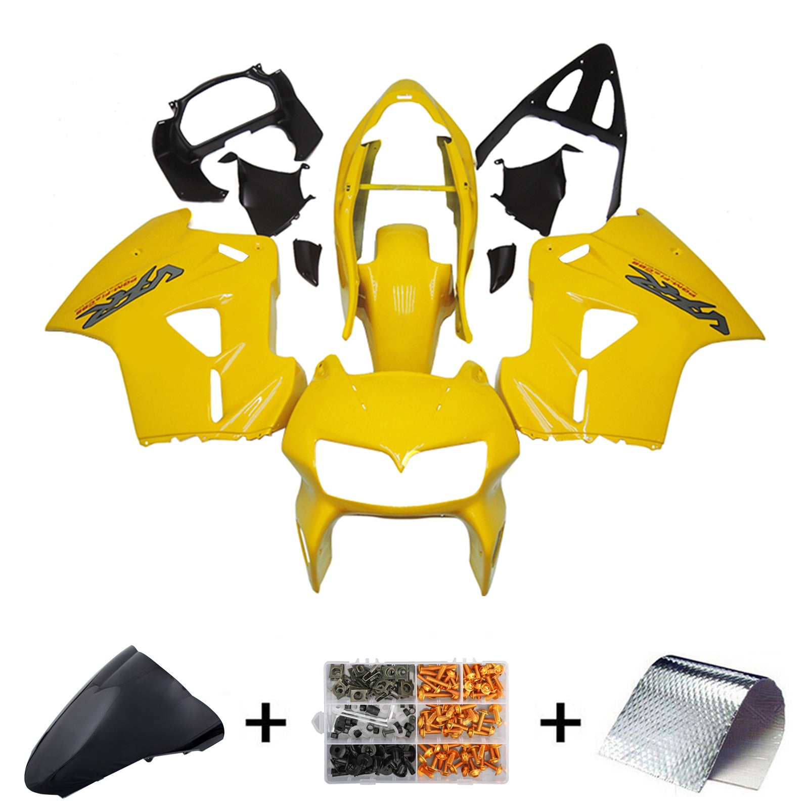 Amotopart Kit de carénage jaune Honda VFR800 2002-2013