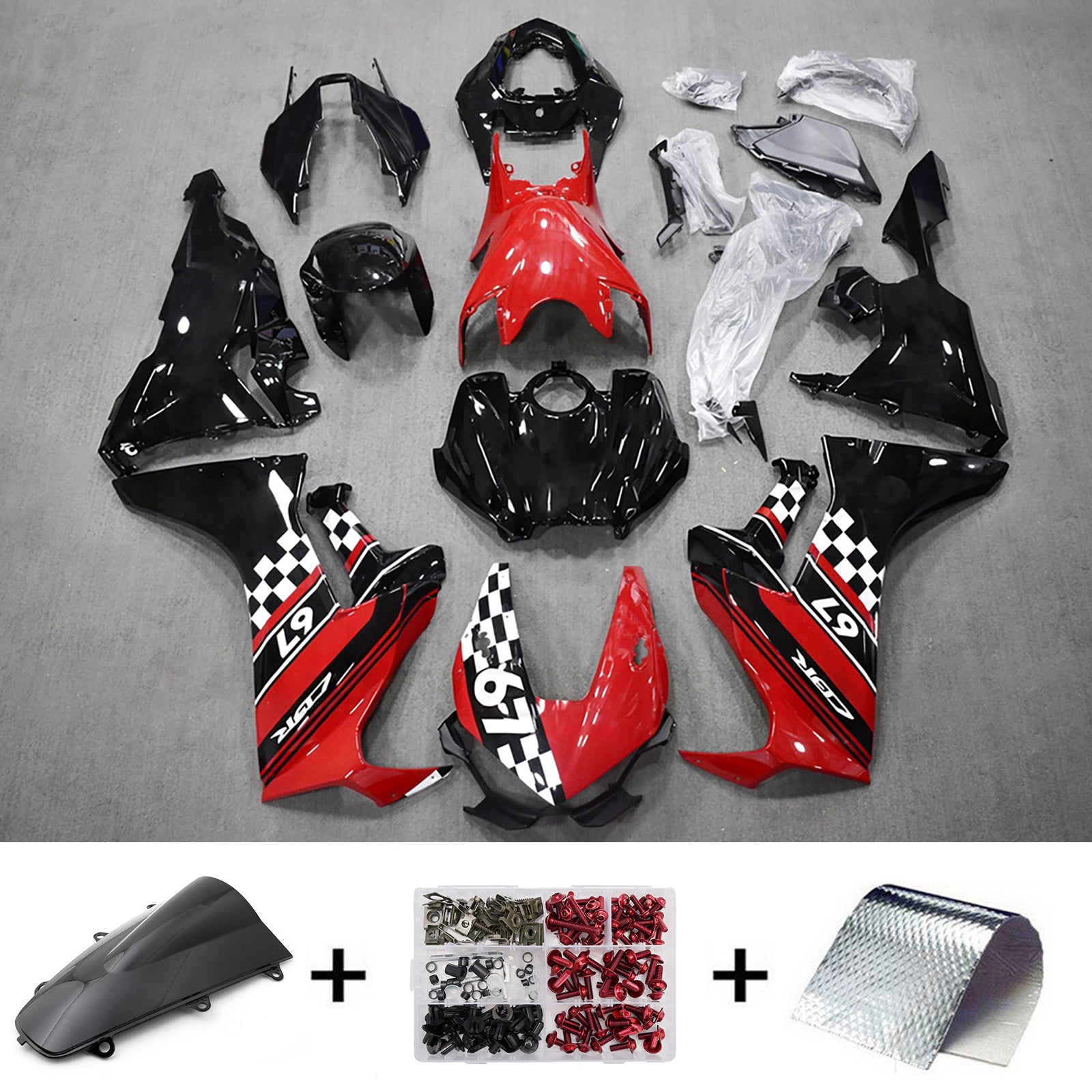 Amotopart 2017-2026 Honda CBR1000RR Black/Red Fairing Kit