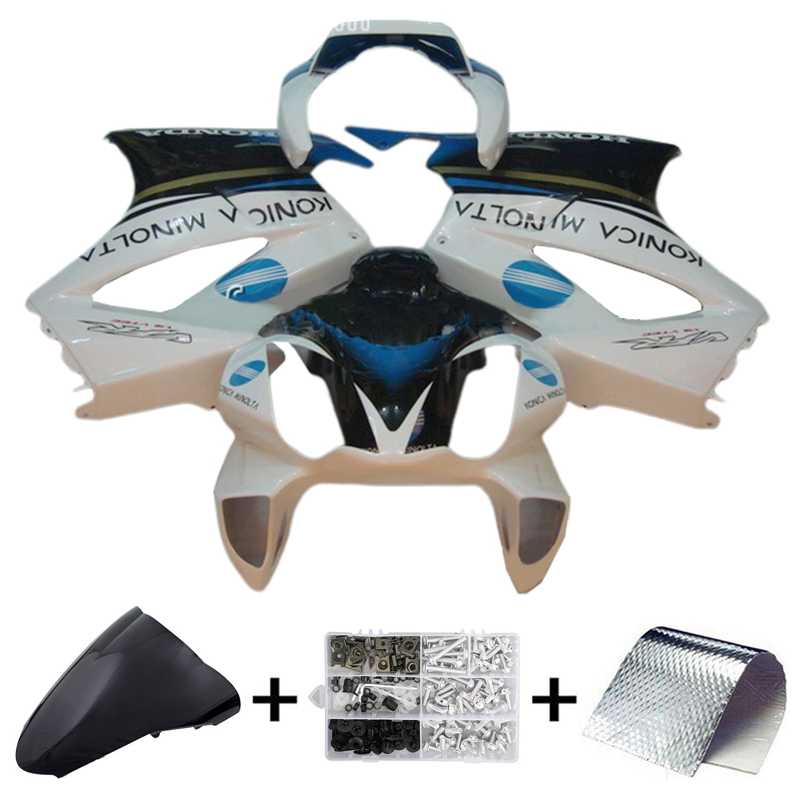 Amotopart 2002-2012 Honda VFR800 White Black Fairing Kit