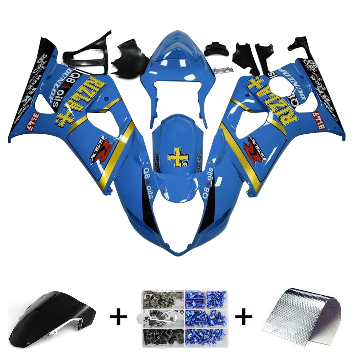 Amotopart 2003-2004 K3 GSXR1000 Suzuki blu con accenti gialli kit carenatura