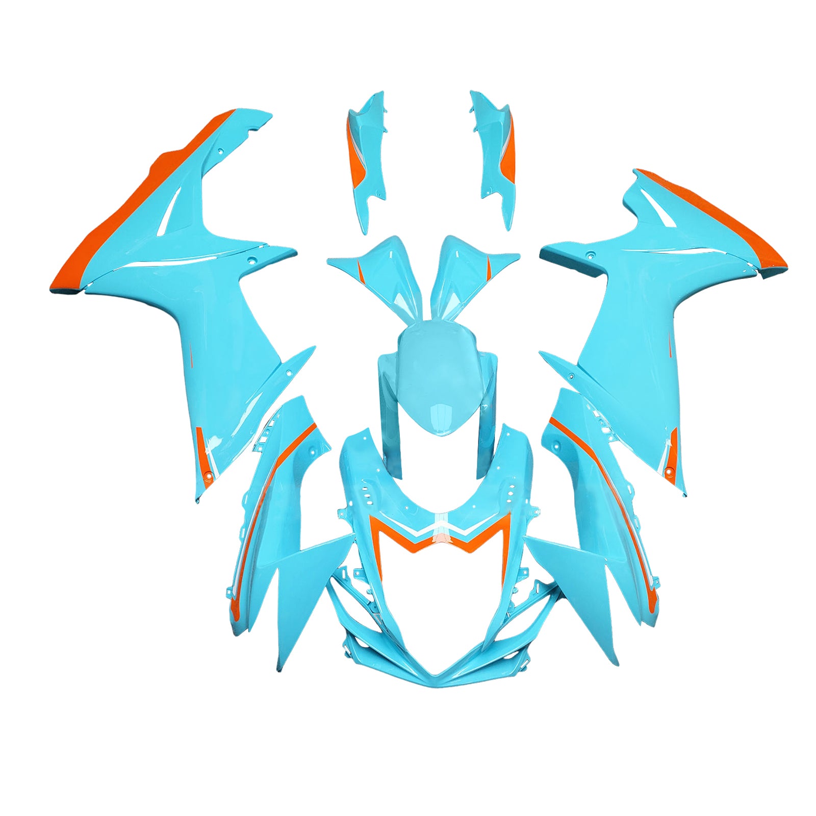 Amotopart 2011-2025 Suzuki GSXR 600/750 Hellblau Orange Abzugskit