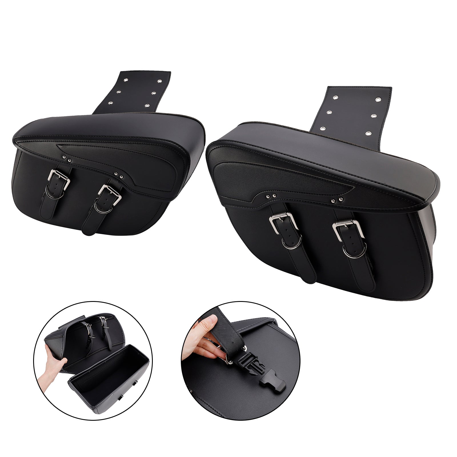 Side Tail Bag Satteltaschenfarbe passendes Gepäck schwarz 42L für Roller Motorrad