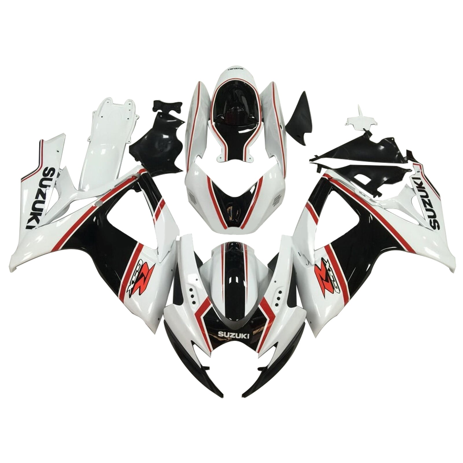 Amotopart 2006-2007 K6 GSXR 600/750 Suzuki noir et blanc avec kit de carénage à rayures rouges