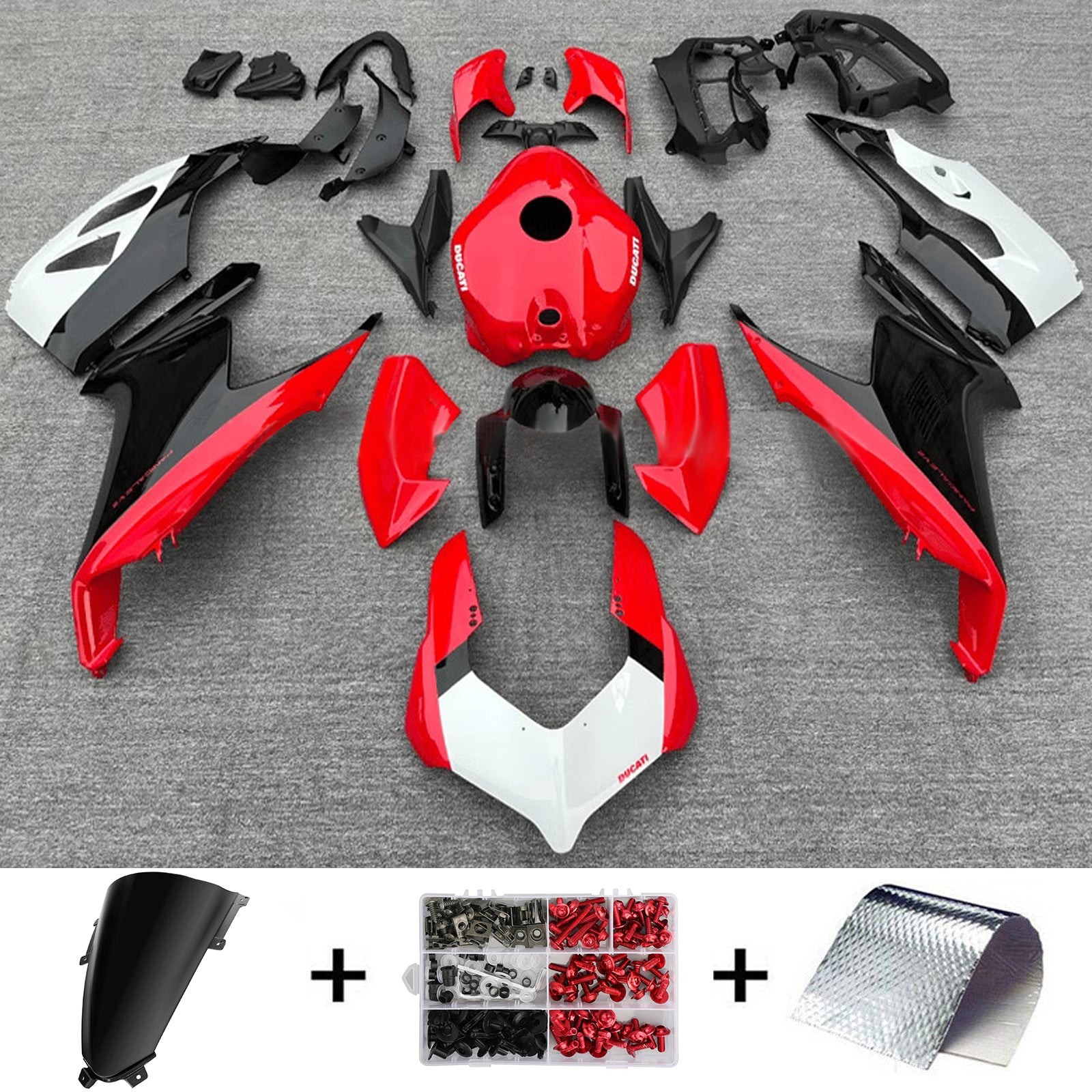 Amotopart 2020-2024 Ducati V2 blank rød svart hvit fairing kit