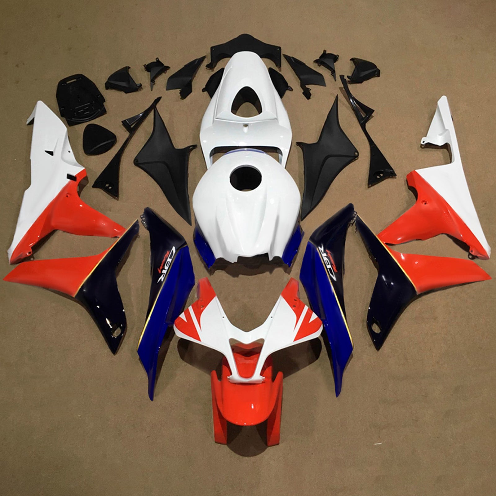 Amotopart 2007-2008 Honda CBR600RR White Blue Fairing Kit