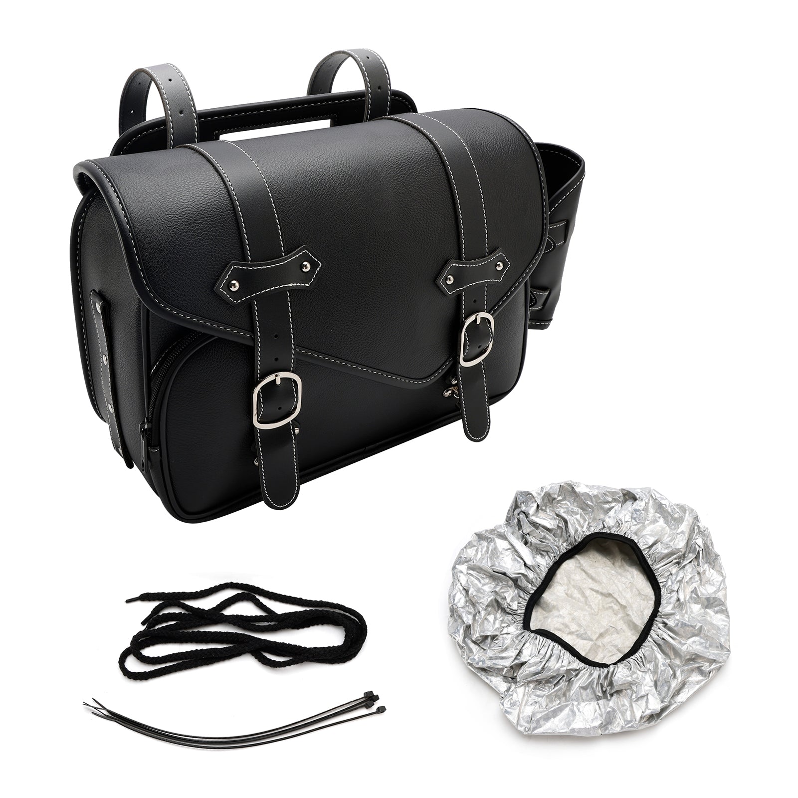 Tail Bag Pu  Side Saddlebag Tail Bag Luggage Pouch Storage Black For Motorbike