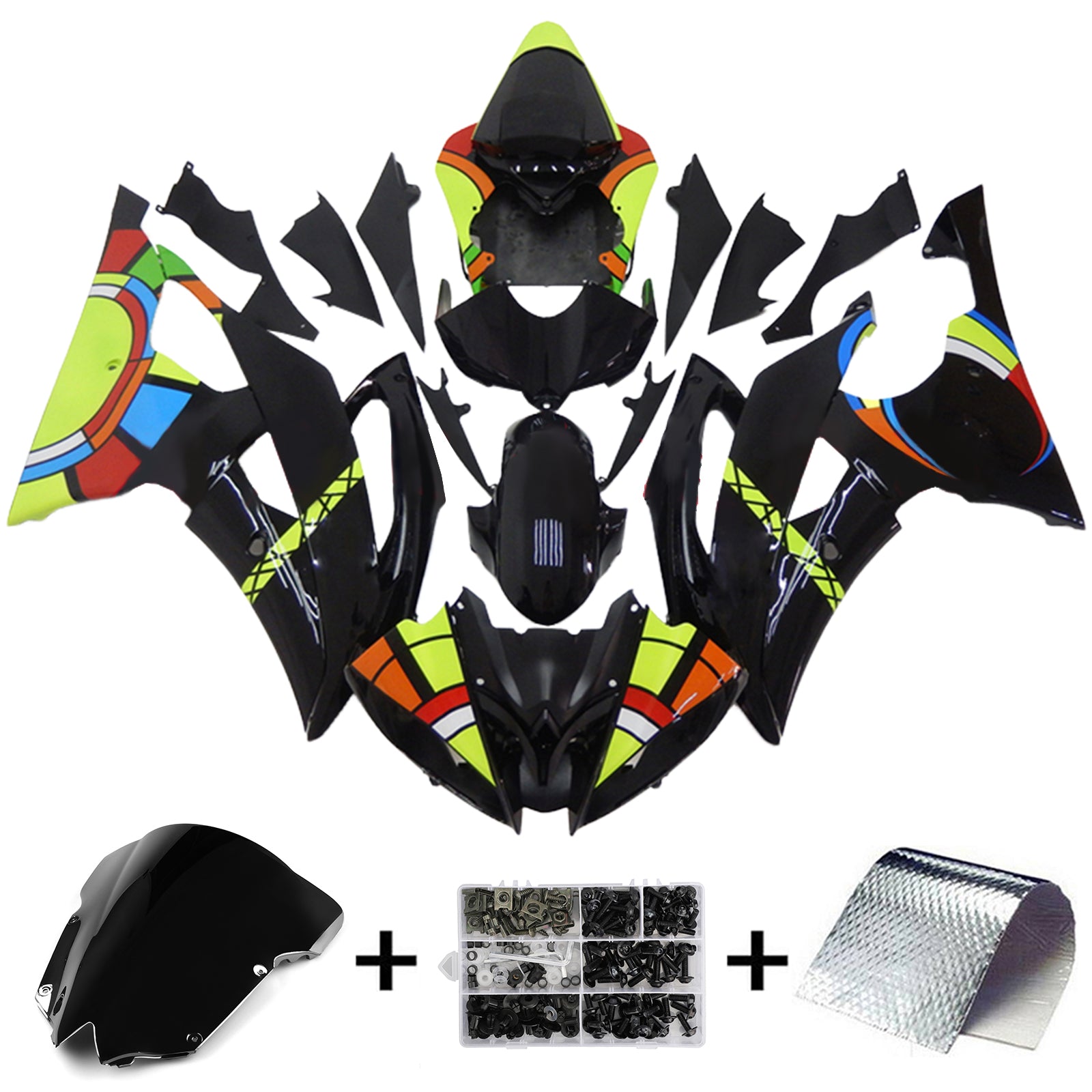 Amotopart 2008-2016 Yamaha YZF 600 R6 Black Fairing Kit