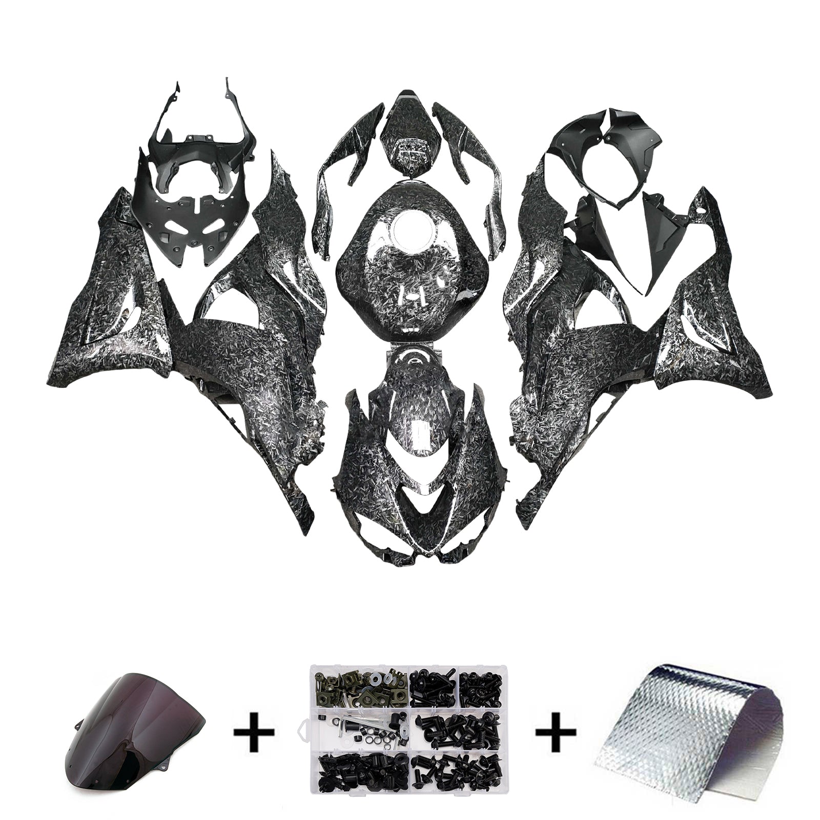 Amotopart 2024-2026 Kawasaki ZX-6R Forged Carbon Fiber Pattern Fairing