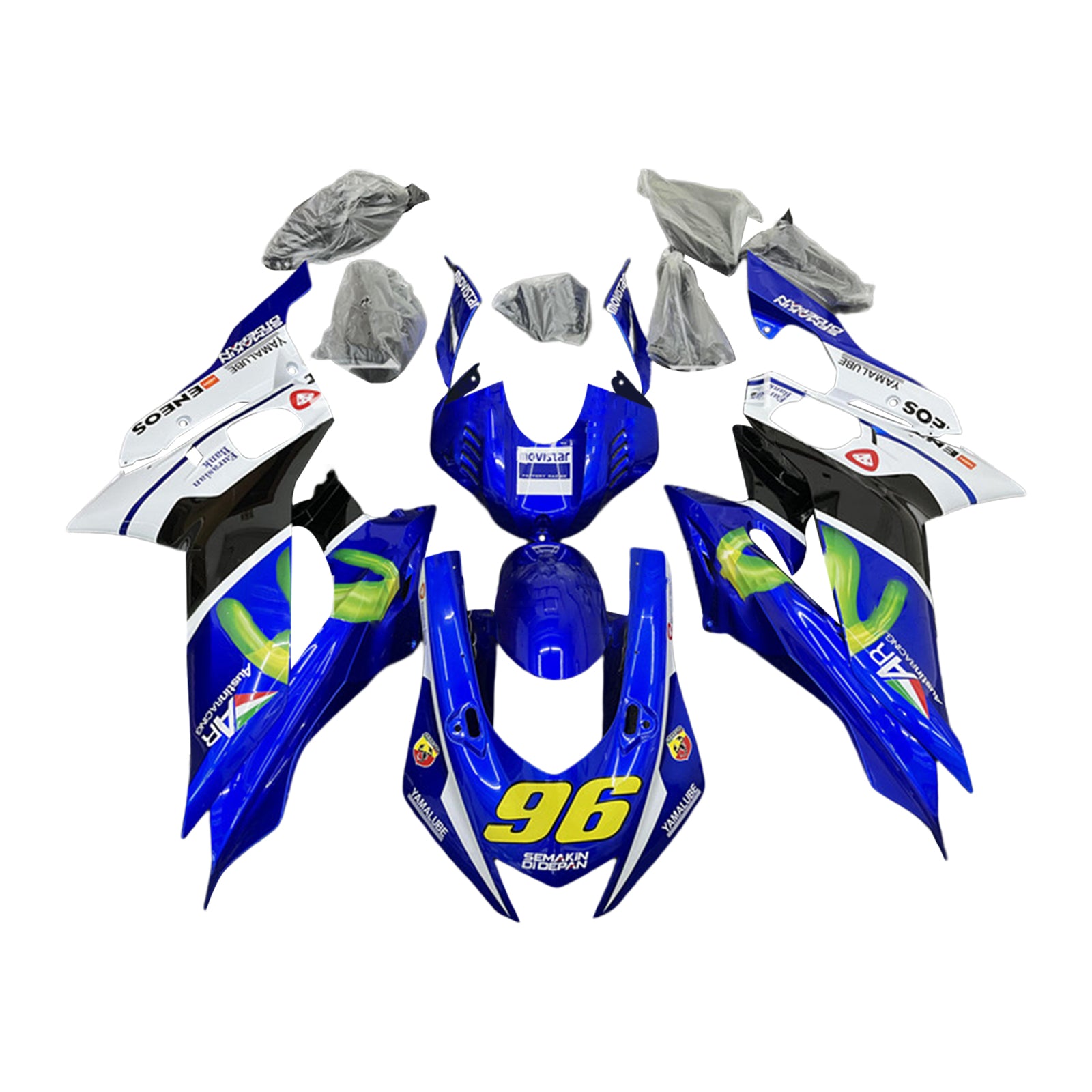 Kit de carénage Amotopart Yamaha YZF-R6 2017-2023 bleu Style7