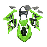 Amotopart 2005-2006 Kawasaki ZX6R 636 Black&Green Style2 Fairing Kit