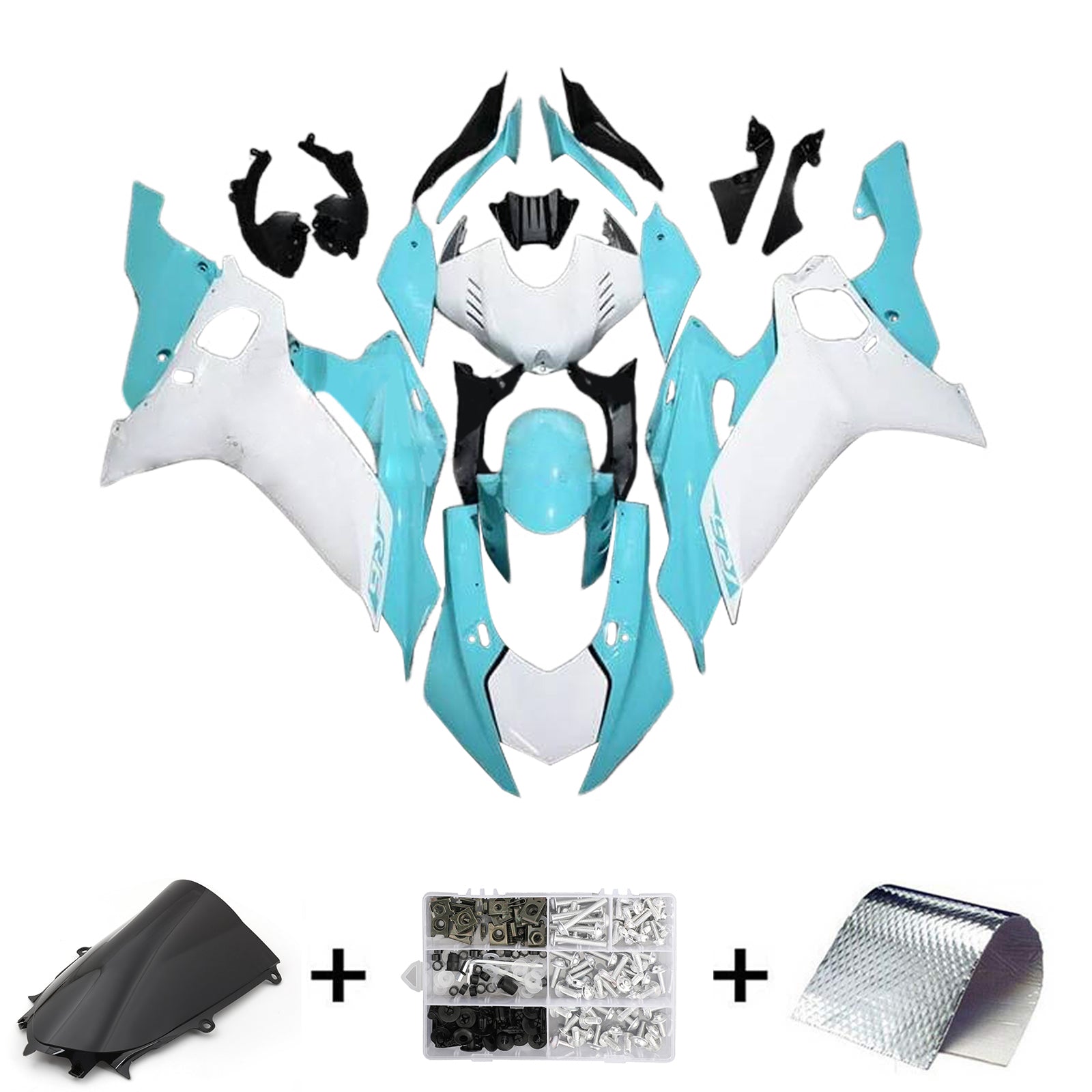 Amotopart 2017-2023 Yamaha YZF R6 White Light Blue Fairing Kit