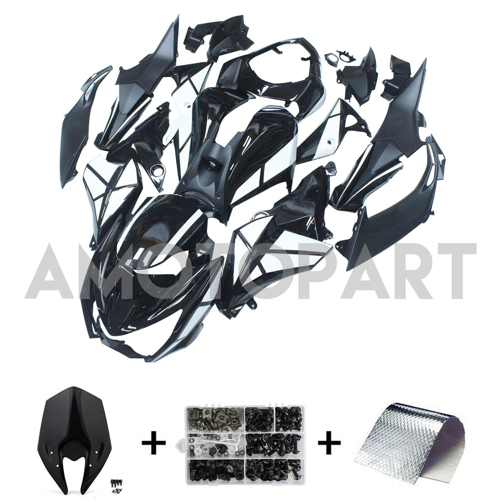 Amotopart 2013-2018 Kawasaki Z800 Black White Fairing Kit